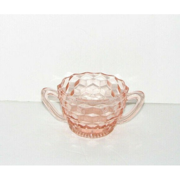 Vintage Jeannette Pink Depression Glass SUGAR BOWL Cubist Pattern - Picture 1 of 1